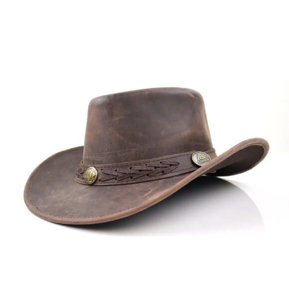 Stellman Leather Tides Hat Rustic Western Outback Cowboy Style Vintage Unisex - Picture 2 of 6